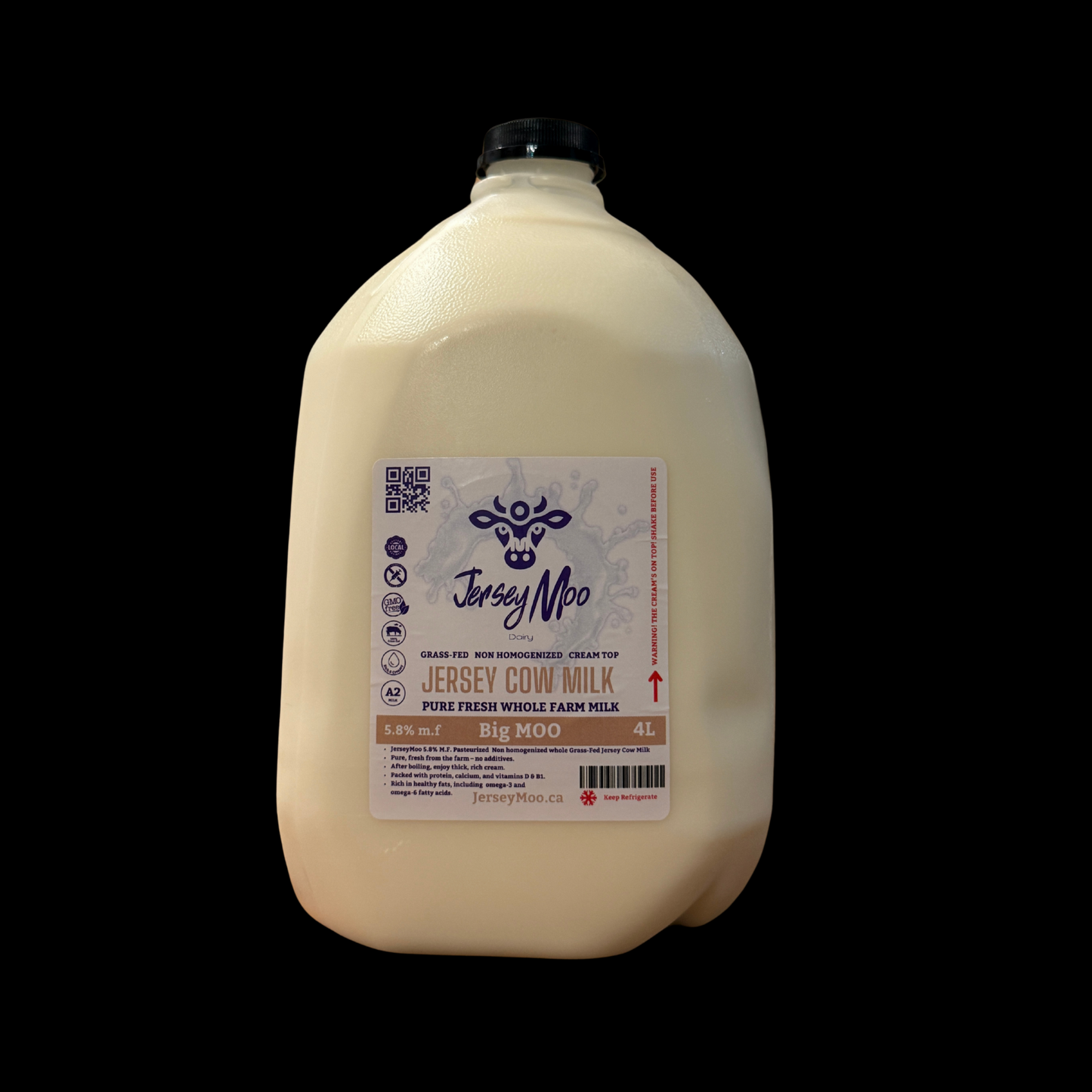 JerseyMoo BigMoo Grass-Fed Jersey fresh Cow milk 4L 5.8% M.F