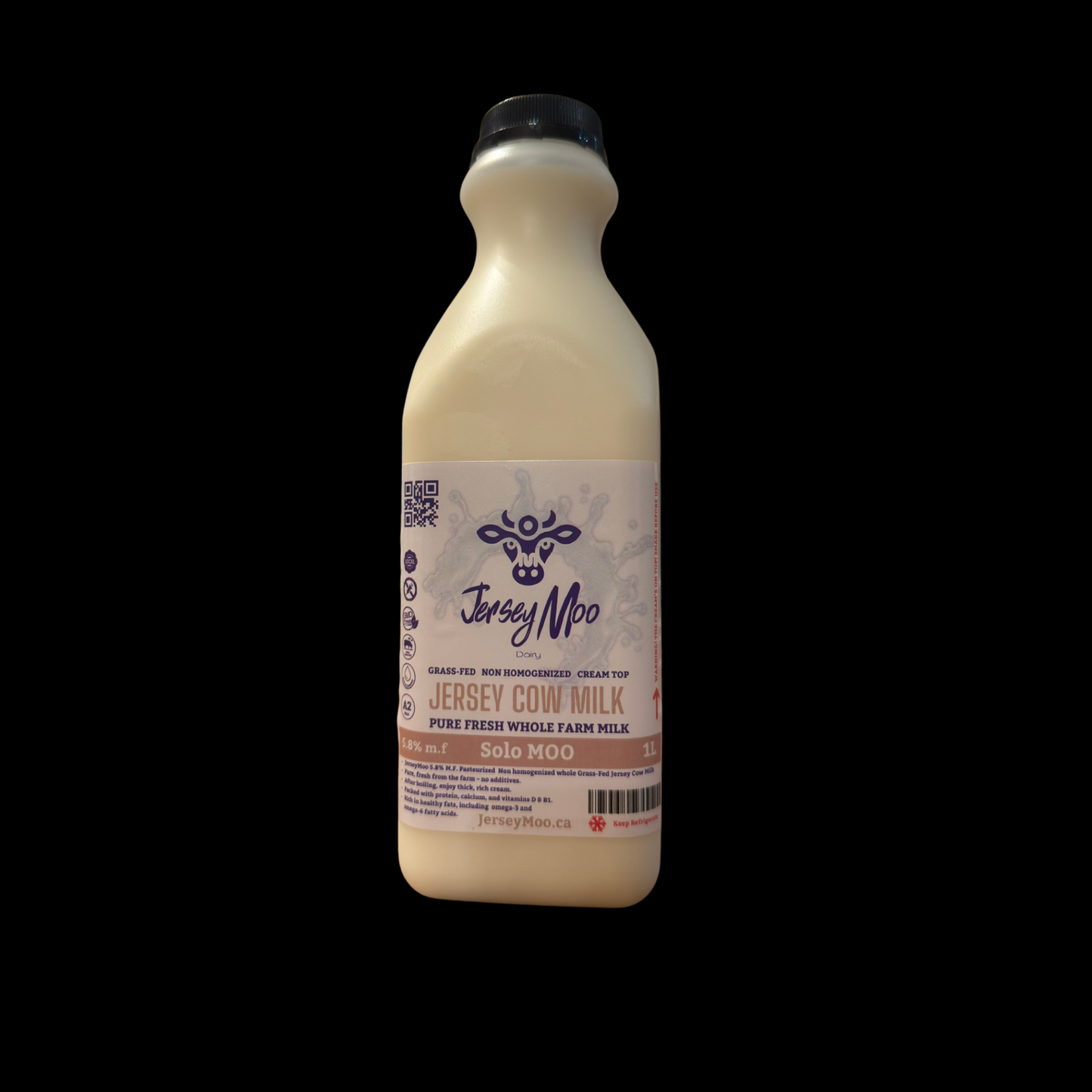 JerseyMoo SoloMoo Grass-Fed Jersey fresh Cow milk 1L 5.8% M.F