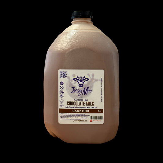 JerseyMoo ChocoMoo Grass-Fed Non-Homogenized Fresh Whole Jersey Cow’s Flavored Milk – Chocolate – 4 Liters (A2 Milk)
