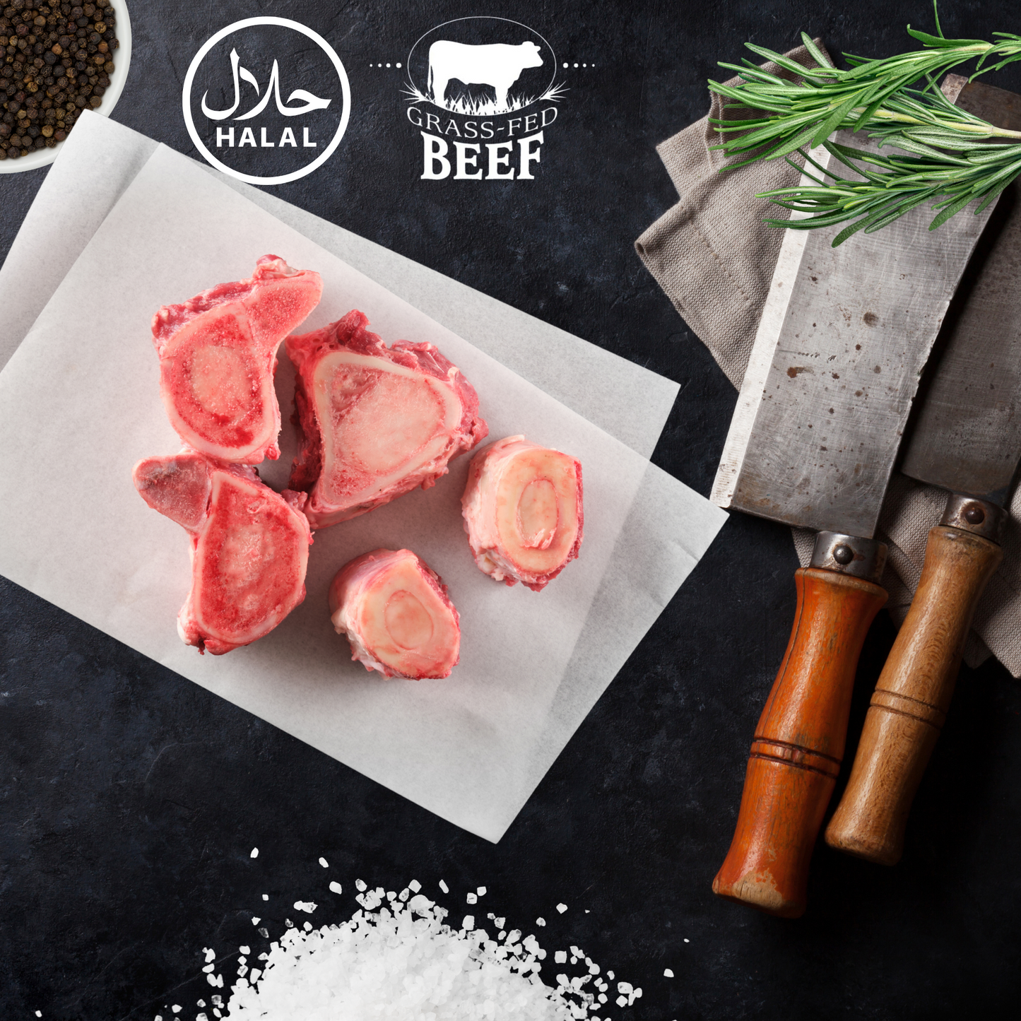 100% Grass Fed Beef Marrow Bones Chops 1lbs