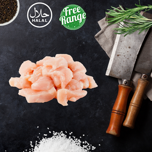 Free Range Chicken Breast Boneless Stew Cubes 1lbs